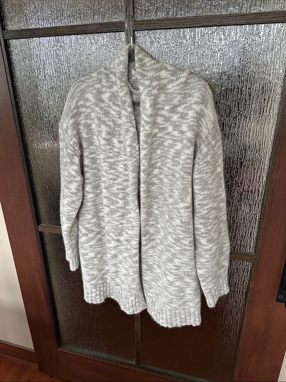 Cozy Open-Front Alpaca blend  Marled Gray Women's Sweater Cardigan Sz XL. - Picture 4 of 8